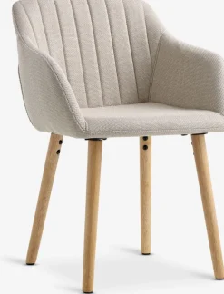 ADSLEVSilla de comedor ADSLEV tela beis/color roble natural