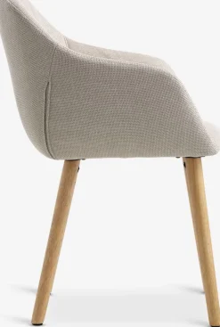 ADSLEVSilla de comedor ADSLEV tela beis/color roble natural