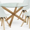 AGERBY + BLOKHUSMesa AGERBY Ø119 roble natural + 4 sillas BLOKHUS blanco