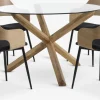 AGERBY + HVIDOVREMesa AGERBY Ø119 roble natural+4 sillas HVIDOVRE roble/negro