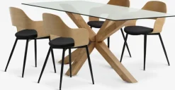 AGERBY + HVIDOVREMesa AGERBY L190 roble natural+4 sillas HVIDOVRE roble/negro