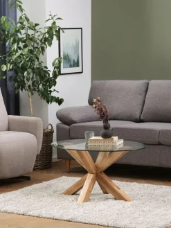 AGERBYMesa de centro AGERBY 60x100 cristal/roble natural