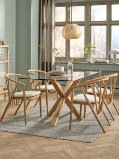 AGERBYMesa de comedor AGERBY 90x160 cristal/roble natural