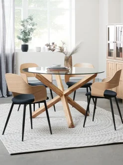 AGERBYMesa de comedor AGERBY Ø119 cristal/roble natural
