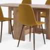 ALLING + JONSTRUPMesa ALLING L100/163 roble cálido + 4 sillas JONSTRUP curry