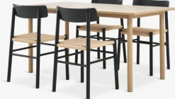 ALSTED + ISLEVMesa ALSTED L160 roble natural +4 sillas ISLEV negro/natural