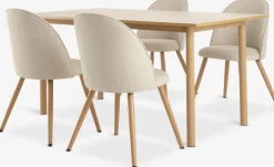 ALSTED + THORUPMesa ALSTED L160 roble natural + 4 sillas THORUP beis/roble