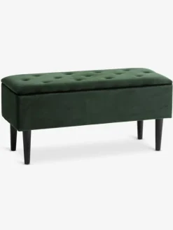 BADSTEDBanco BADSTED con almacenaje terciopelo verde oscuro/negro