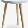 BAKKEBJERGMesa auxiliar BAKKEBJERG Ø40 blanco/natural