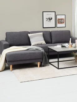 EGENSESofá EGENSE chaise longue tela gris oscuro
