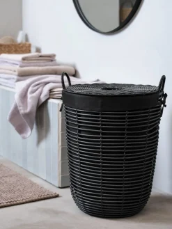 ELIFCesta para ropa ELIF Ø40xA56cm negro con tapa