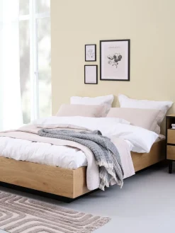 ELLINGEEstructura cama ELLINGE 135x190 almacenaje roble cálido