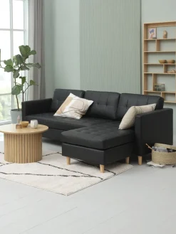 FALSLEVSofá FALSLEV chaise longue polipiel negro
