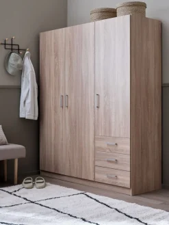 FANDRUPArmario FANDRUP 145x176 3 puertas 3 cajones color roble cl