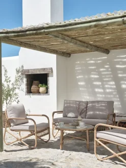 FJANDConjunto muebles jardín FJAND 4 plazas bambú natural
