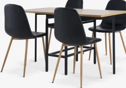 FOLDINGBRO + JONSTRUPMesa FOLDINGBRO L130 roble cálido + 4 sillas JONSTRUP negro