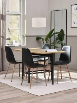 FOLDINGBRO + JONSTRUPMesa FOLDINGBRO L130 roble cálido + 4 sillas JONSTRUP negro