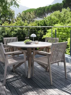 FUGLSAND + RADSTEDMesa FUGLSAND Ø120 + 4 sillas RADSTED madera dura
