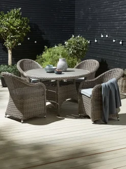 GAMMELBYMesa GAMMELBY Ø130 + 4 sillas GAMMELBY gris