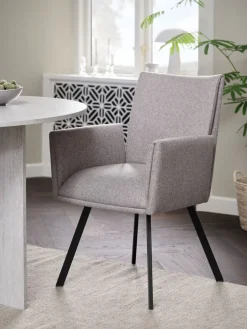 GJESINGSilla de comedor GJESING tela beis/negro