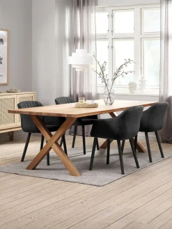GRIBSKOV + ADSLEVMesa GRIBSKOV L230 roble natural + 4 sillas ADSLEV antracita