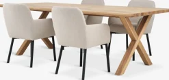 GRIBSKOV + SOTTRUPMesa GRIBSKOV L230 roble natural+4 sillas SOTTRUP beis/negro