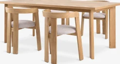 HARESKOV + BOVRUPMesa HARESKOV L200 roble natural + 4 sillas BOVRUP roble