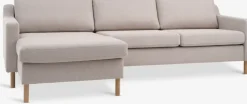 HELLERUPSofá HELLERUP chaise longue tela beis/roble natural