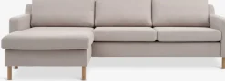 HELLERUPSofá HELLERUP chaise longue tela beis/roble natural