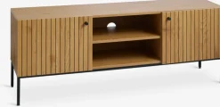 HEMDRUPMueble TV HEMDRUP 2 puertas color roble cálido/negro