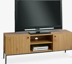 HEMDRUPMueble TV HEMDRUP 2 puertas color roble cálido/negro