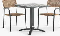 HOBRO + ORKANGERMesa HOBRO L70 gris + 2 sillas ORKANGER natural
