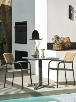 HOBRO + ORKANGERMesa HOBRO L70 gris + 2 sillas ORKANGER natural