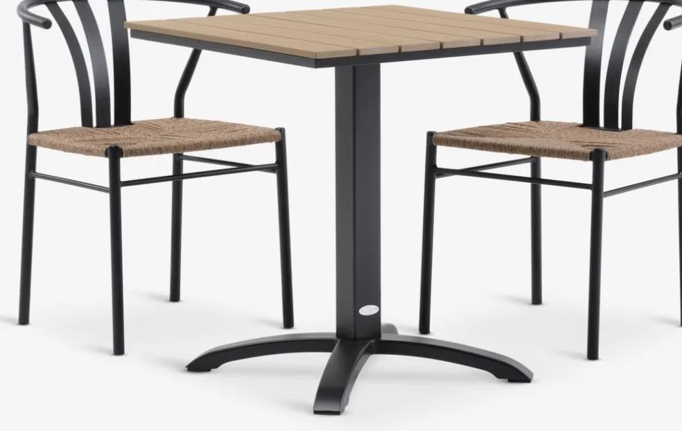 HOBRO + TAGMARKMesa HOBRO L70 natural + 2 sillas TAGMARK negro