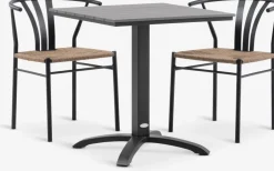 HOBRO + TAGMARKMesa HOBRO L70 gris + 2 sillas TAGMARK negro