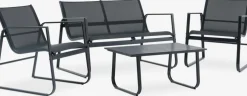 HORNSLETConjunto muebles jardín HORNSLET 4 plazas negro