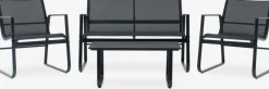 HORNSLETConjunto muebles jardín HORNSLET 4 plazas negro
