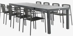 HSTEHAVE + KRISTIANSTADMesa HESTEHAVE L205/275 negro + 4 sillas KRISTIANSTAD verde