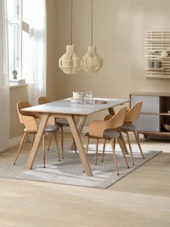 HVIDOVRESilla de comedor HVIDOVRE roble claro/tela gris claro
