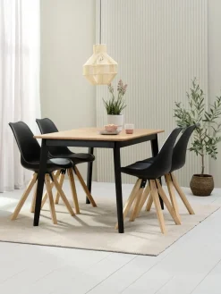 JEGIND + BLOKHUSMesa JEGIND L130 roble natural/negro +4 sillas BLOKHUS negro