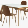 JEGIND + JONSTRUPMesa JEGIND L130 blanco + 4 sillas JONSTRUP marrón