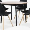 JEGIND + KASTRUPMesa JEGIND Ø105 roble natural + 4 sillas KASTRUP negro