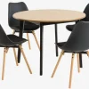 JEGIND + KASTRUPMesa JEGIND Ø105 roble natural + 4 sillas KASTRUP negro