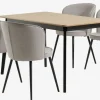 JEGIND + RISSKOVMesa JEGIND L130 roble/negro + 4 sillas RISSKOV gris claro