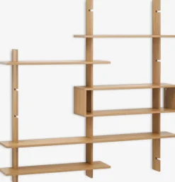 KARLEBYMueble pared KARLEBY 6 estantes regulables color roble cálid