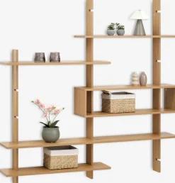 KARLEBYMueble pared KARLEBY 6 estantes regulables color roble cálid