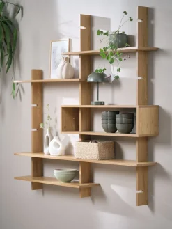 KARLEBYMueble pared KARLEBY 6 estantes regulables color roble cálid