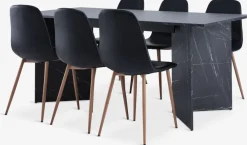 KRONDAL + JONSTRUPMesa KRONDAL L180 mármol + 4 sillas JONSTRUP negro