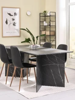 KRONDAL + JONSTRUPMesa KRONDAL L180 mármol + 4 sillas JONSTRUP negro
