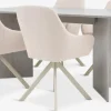 KRONDAL + ROSTRUPMesa KRONDAL L180 travertino + 4 sillas ROSTRUP beis